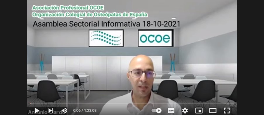 Asamblea informativa sectorial de la Asociación Profesional OCOE (Organización Colegial de Osteópatas de España)